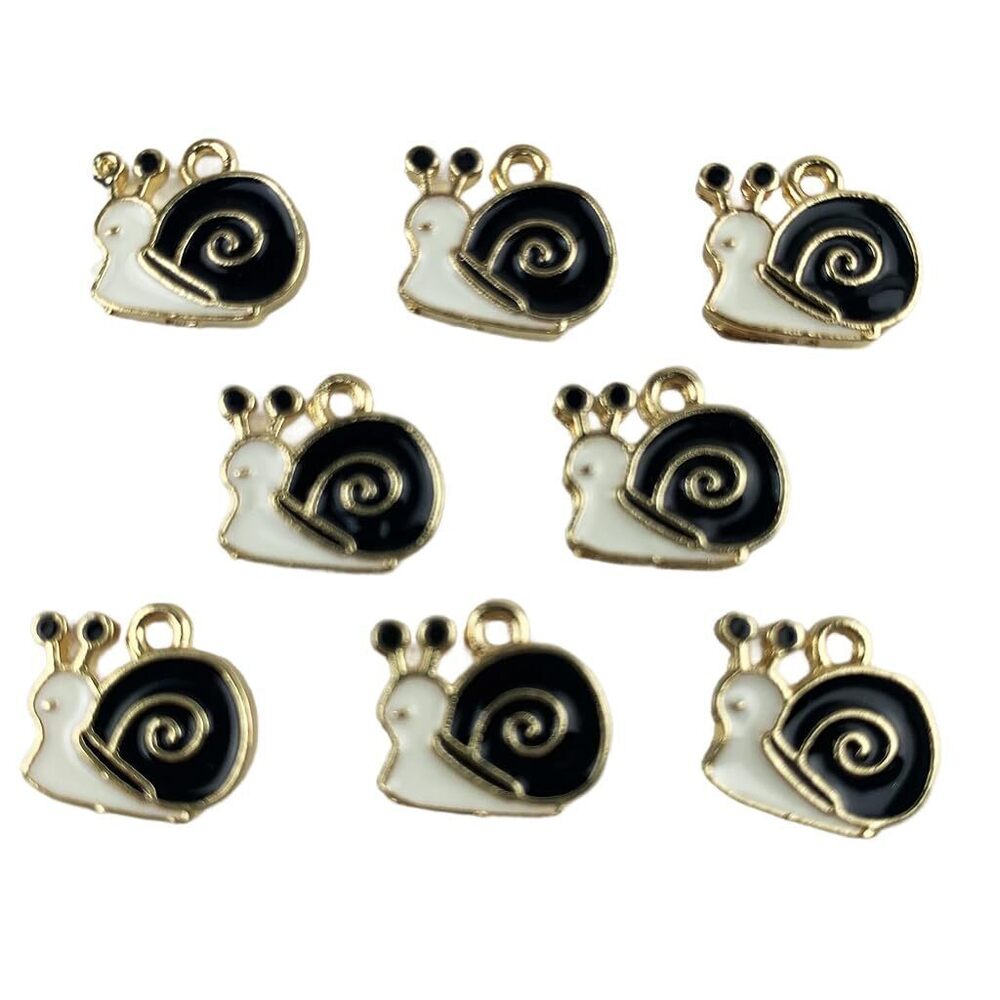 1118 20 PC Gold Plated Enamel Alloy Animal Snail Charm Pendants